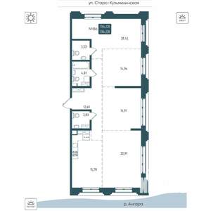 4-к квартира, вторичка, 114м2, 12/20 этаж