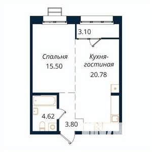 1-к квартира, строящийся дом, 48м2, 11/18 этаж