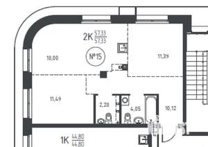 3-к квартира, вторичка, 58м2, 2/10 этаж