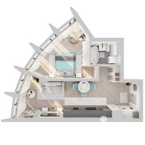 1-к квартира, вторичка, 53м2, 5/8 этаж