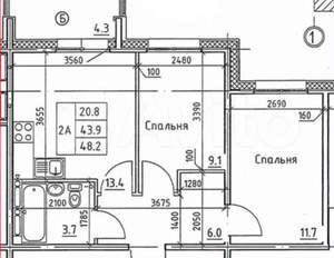 2-к квартира, вторичка, 44м2, 4/9 этаж