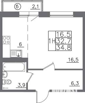 1-к квартира, вторичка, 35м2, 11/14 этаж