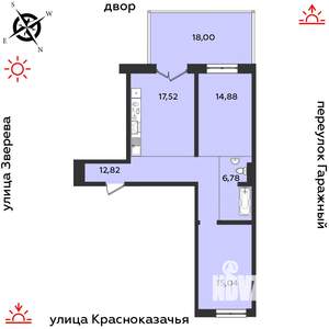 2-к квартира, строящийся дом, 85м2, 1/9 этаж