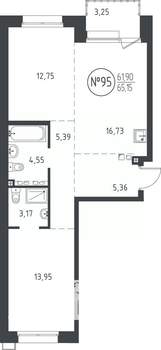 2-к квартира, вторичка, 65м2, 4/10 этаж