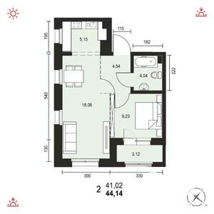 2-к квартира, вторичка, 44м2, 10/14 этаж