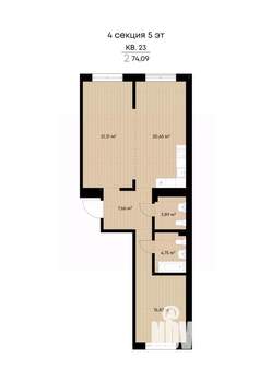 2-к квартира, вторичка, 74м2, 5/9 этаж