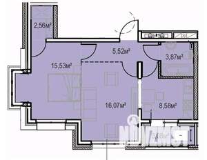 2-к квартира, вторичка, 55м2, 7/13 этаж