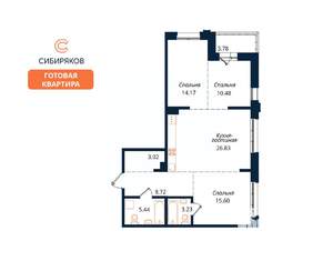 3-к квартира, сданный дом, 91м2, 12/18 этаж
