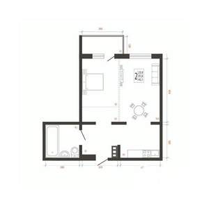 2-к квартира, вторичка, 45м2, 9/10 этаж