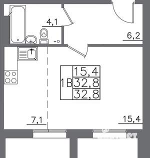 1-к квартира, вторичка, 33м2, 1/9 этаж