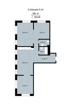 3-к квартира, строящийся дом, 90м2, 4/11 этаж
