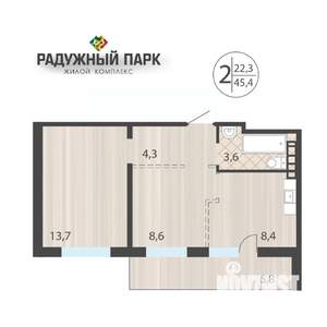 2-к квартира, вторичка, 45м2, 4/16 этаж