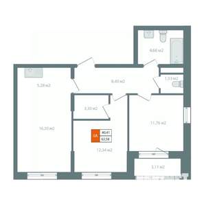 3-к квартира, вторичка, 65м2, 4/14 этаж