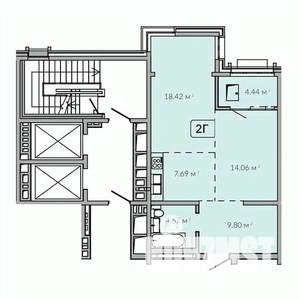 2-к квартира, строящийся дом, 59м2, 8/18 этаж