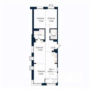 4-к квартира, строящийся дом, 109м2, 6/18 этаж