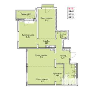 4-к квартира, строящийся дом, 96м2, 16/19 этаж