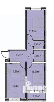 2-к квартира, вторичка, 66м2, 2/13 этаж