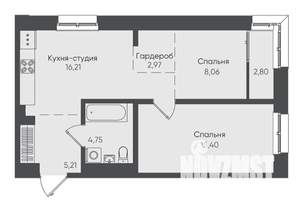 2-к квартира, вторичка, 55м2, 19/19 этаж
