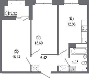 2-к квартира, вторичка, 57м2, 15/16 этаж