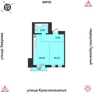 1-к квартира, строящийся дом, 47м2, 9/9 этаж