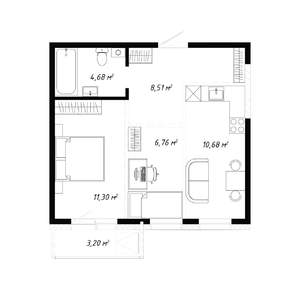 2-к квартира, вторичка, 45м2, 18/19 этаж
