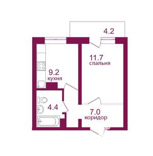 1-к квартира, строящийся дом, 37м2, 6/12 этаж