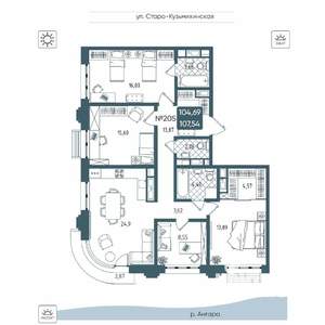4-к квартира, вторичка, 108м2, 10/20 этаж