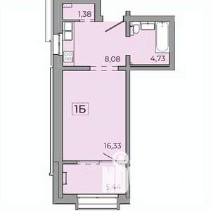 1-к квартира, строящийся дом, 46м2, 13/15 этаж