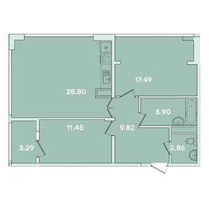 2-к квартира, вторичка, 80м2, 13/14 этаж