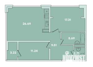 2-к квартира, вторичка, 76м2, 6/16 этаж