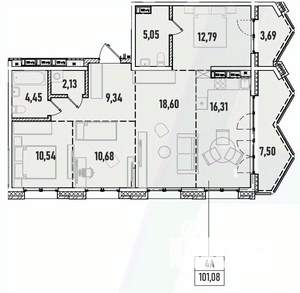 4-к квартира, вторичка, 101м2, 5/19 этаж