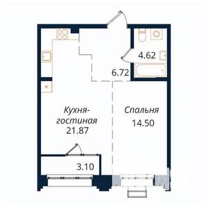 1-к квартира, строящийся дом, 50м2, 18/18 этаж