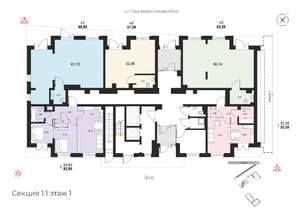3-к квартира, вторичка, 54м2, 1/14 этаж