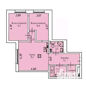 2-к квартира, строящийся дом, 62м2, 9/19 этаж