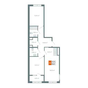 3-к квартира, вторичка, 70м2, 16/19 этаж