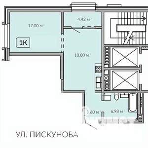 1-к квартира, строящийся дом, 51м2, 9/18 этаж