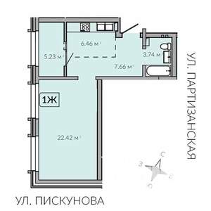 1-к квартира, вторичка, 45м2, 10/18 этаж
