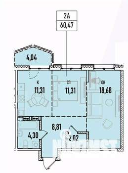 2-к квартира, вторичка, 60м2, 15/19 этаж