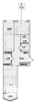2-к квартира, вторичка, 79м2, 6/19 этаж