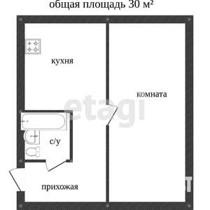 1-к квартира, вторичка, 30м2, 1/5 этаж