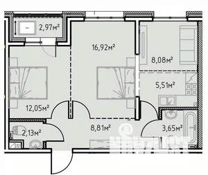 2-к квартира, вторичка, 60м2, 10/13 этаж