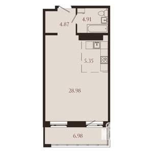 1-к квартира, вторичка, 51м2, 11/15 этаж