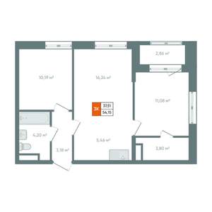 3-к квартира, вторичка, 56м2, 14/14 этаж