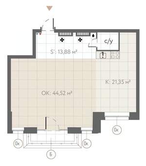 Студия квартира, строящийся дом, 82м2, 3/7 этаж