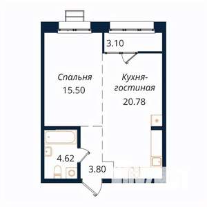 1-к квартира, строящийся дом, 48м2, 13/18 этаж