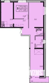 3-к квартира, вторичка, 78м2, 7/18 этаж