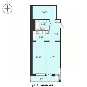2-к квартира, строящийся дом, 63м2, 10/15 этаж