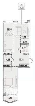 2-к квартира, вторичка, 79м2, 8/19 этаж