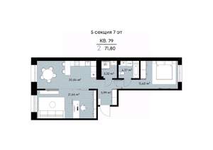 2-к квартира, вторичка, 72м2, 7/9 этаж