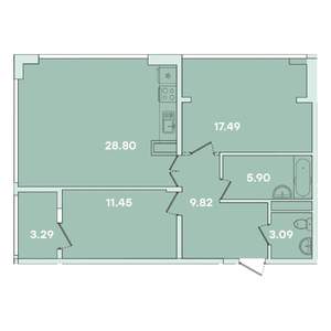2-к квартира, вторичка, 80м2, 9/16 этаж